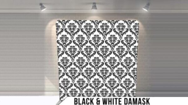 Black White Damascus Photo Backdrop for Photo Booth Rental