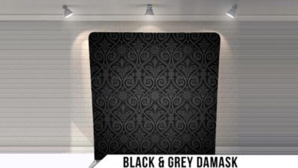 Black Grey Damascus Photo Backdrop for Photo Booth Rental