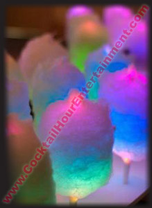Cotton candy LED glow sticks, glow cones.