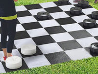 Giant Checkers party rental game button