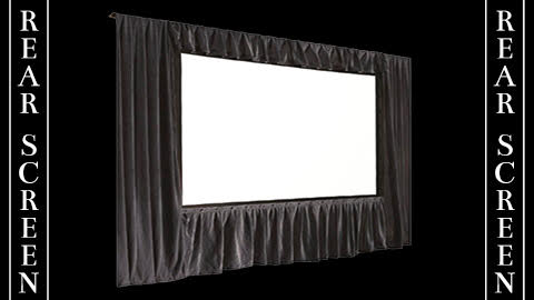 Video Screen With Black Curtain