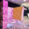 3D Photo Booth Enclosure LED lights, gold crinkle wall